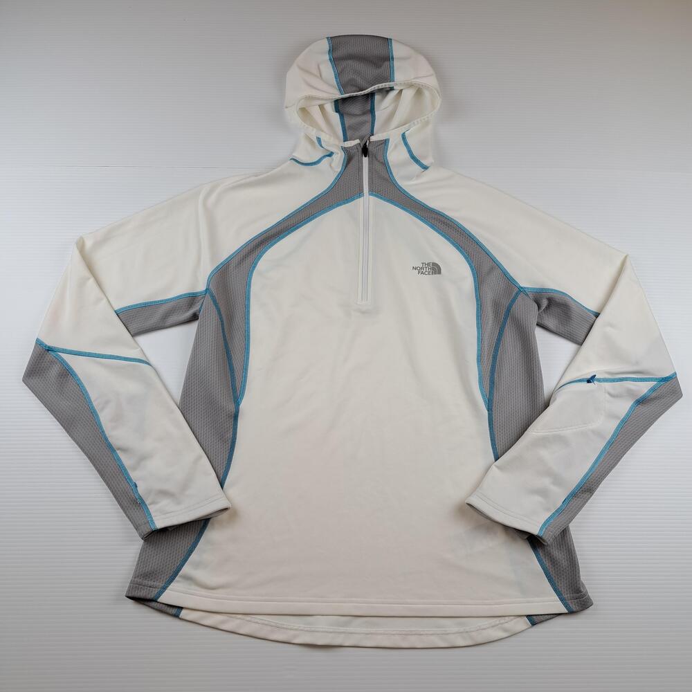 The North Face Shirt Womens XL White Flight Series Hooded 1/4 Zip Running Top